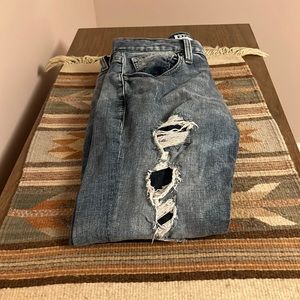 Express Jeans. Light blue/Washed out/Ripped